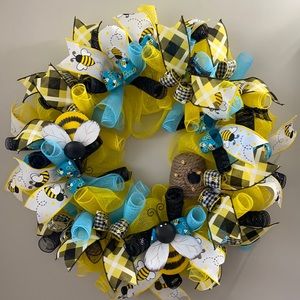 Bee and beehive wreath
